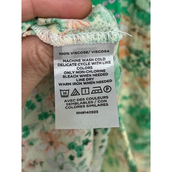 Loft Dainty Floral Button Down Blouse Sz XL Green Purple Loose Fit - Picture 7 of 9